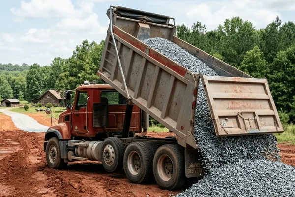Gravel delivery and spreading in Milledgeville, Georgia